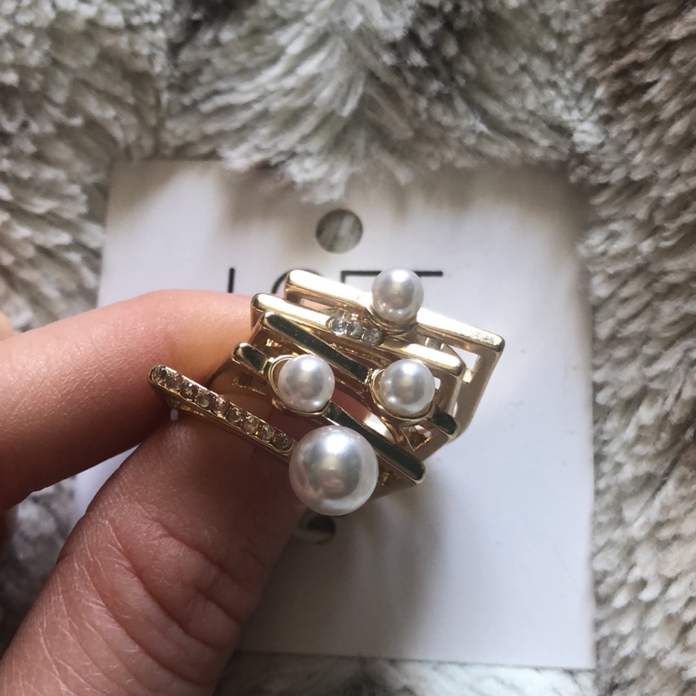 LOFT Pearl Stackable Ring Set - Picture 2 of 5
